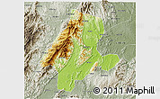 Physical 3D Map of Quanzhou, semi-desaturated