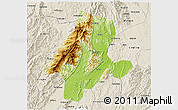 Physical 3D Map of Quanzhou, shaded relief outside