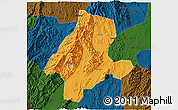 Political 3D Map of Quanzhou, darken