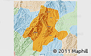Political 3D Map of Quanzhou, lighten