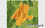 Political 3D Map of Quanzhou, satellite outside