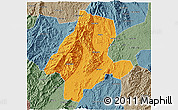 Political 3D Map of Quanzhou, semi-desaturated