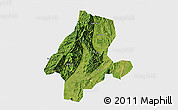 Satellite 3D Map of Quanzhou, single color outside