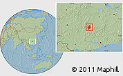 Savanna Style Location Map of Quanzhou, hill shading