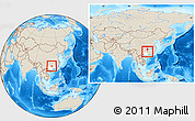 Shaded Relief Location Map of Quanzhou, highlighted parent region, within the entire country