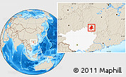 Shaded Relief Location Map of Quanzhou, highlighted parent region