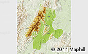 Physical Map of Quanzhou, lighten