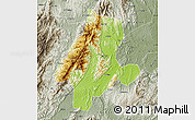 Physical Map of Quanzhou, semi-desaturated