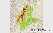 Physical Map of Quanzhou, shaded relief outside