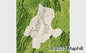 Shaded Relief Map of Quanzhou, satellite outside