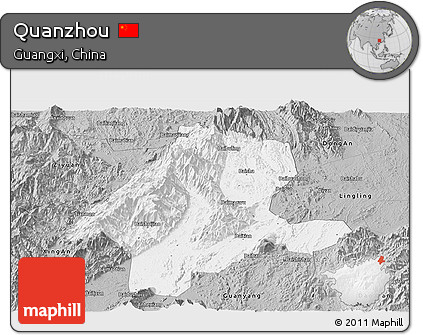 Gray Panoramic Map of Quanzhou