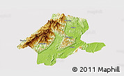 Physical Panoramic Map of Quanzhou, cropped outside