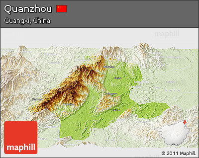 Physical Panoramic Map of Quanzhou, lighten