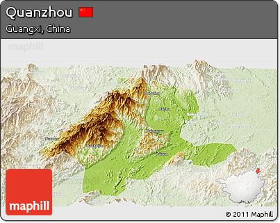 Physical Panoramic Map of Quanzhou, lighten
