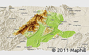 Physical Panoramic Map of Quanzhou, shaded relief outside