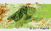 Satellite Panoramic Map of Quanzhou, physical outside