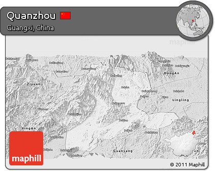 Silver Style Panoramic Map of Quanzhou