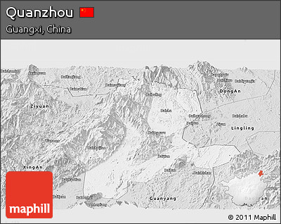 Silver Style Panoramic Map of Quanzhou