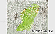 Physical 3D Map of Rong An, lighten, semi-desaturated