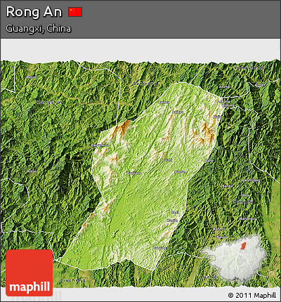 Physical 3D Map of Rong An, satellite outside