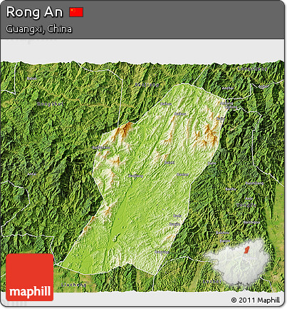 Physical 3D Map of Rong An, satellite outside