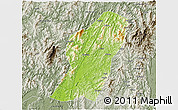 Physical 3D Map of Rong An, semi-desaturated