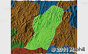 Political 3D Map of Rong An, darken