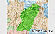 Political 3D Map of Rong An, lighten