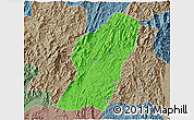 Political 3D Map of Rong An, semi-desaturated