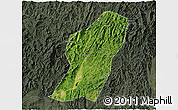 Satellite 3D Map of Rong An, darken, semi-desaturated