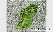 Satellite 3D Map of Rong An, lighten, semi-desaturated