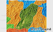 Satellite 3D Map of Rong An, political outside