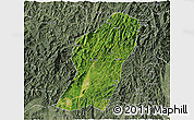 Satellite 3D Map of Rong An, semi-desaturated