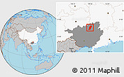 Gray Location Map of Rong An, highlighted country, highlighted parent region