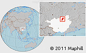 Gray Location Map of Rong An, highlighted parent region, hill shading