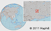 Gray Location Map of Rong An, hill shading