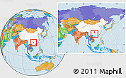 Political Location Map of Rong An, highlighted country, within the entire country