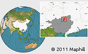 Satellite Location Map of Rong An, highlighted country, highlighted parent region