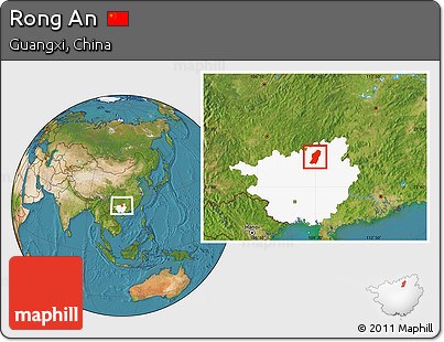 Satellite Location Map of Rong An, highlighted parent region