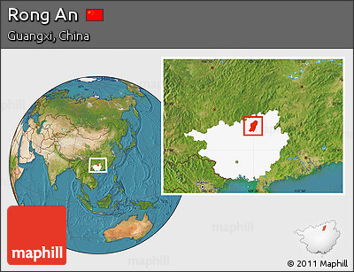 Satellite Location Map of Rong An, highlighted parent region