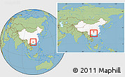 Savanna Style Location Map of Rong An, highlighted country, within the entire country