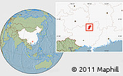 Savanna Style Location Map of Rong An, highlighted country, hill shading