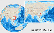 Shaded Relief Location Map of Rong An, within the entire country
