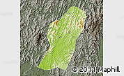 Physical Map of Rong An, darken, semi-desaturated