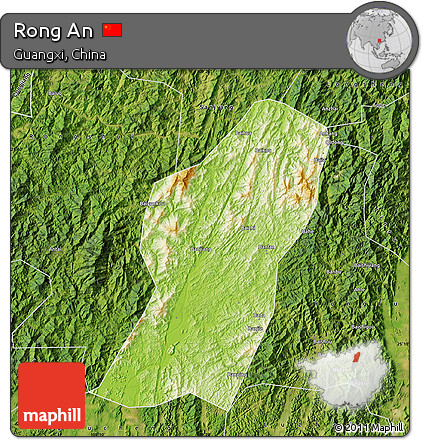 Physical Map of Rong An, satellite outside