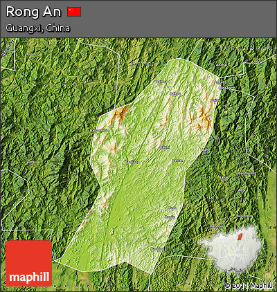 Physical Map of Rong An, satellite outside