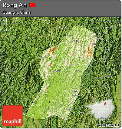 Physical Map of Rong An, satellite outside
