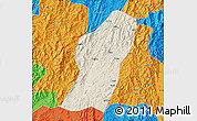 Shaded Relief Map of Rong An, political outside