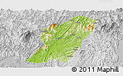 Physical Panoramic Map of Rong An, lighten, desaturated