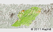 Physical Panoramic Map of Rong An, lighten, semi-desaturated